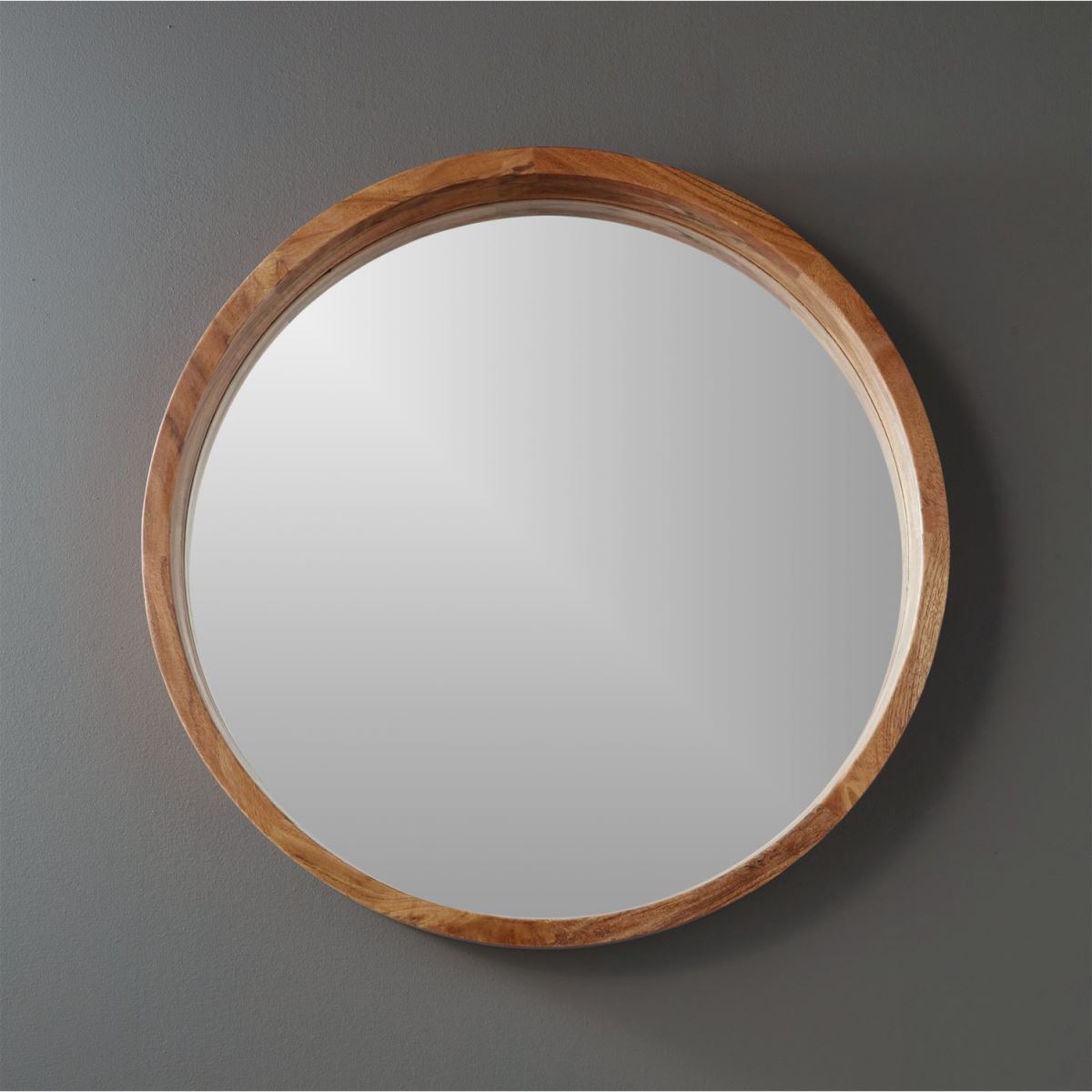 Gương tròn viền gỗ sồi màu vàng  2 phân Ø 500