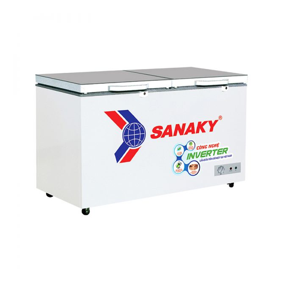 Tủ đông Sanaky 305L inverter VH-4099A4K(1 ngăn đông,2 cánh,Cánh kính cường lực,Màu xám)