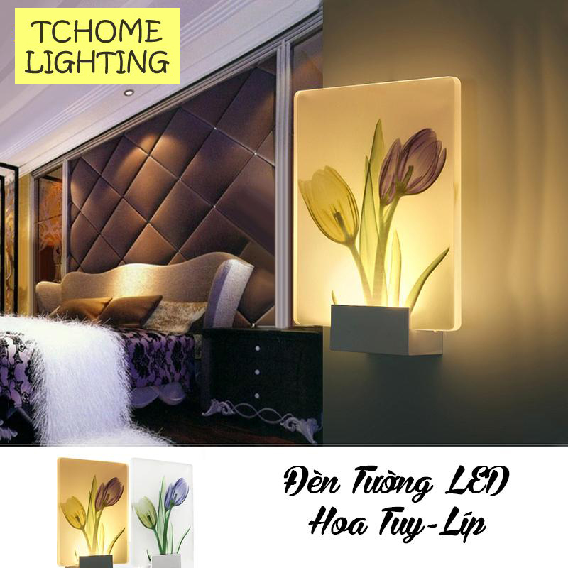 ĐÈN TƯỜNG 3D HOA TULIP ( vuông )