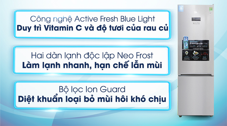 Tủ lạnh Beko Inverter 323 lít RCNT340E50VZX