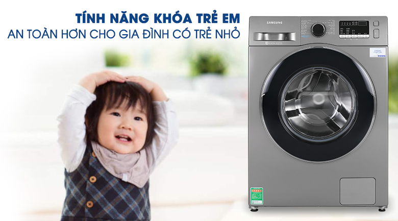 Máy giặt SamSung 9.5kg cửa trước inverter WW95J42G0BX/SV(Giặt hơi nước,Lồng giặt Kim Cương)