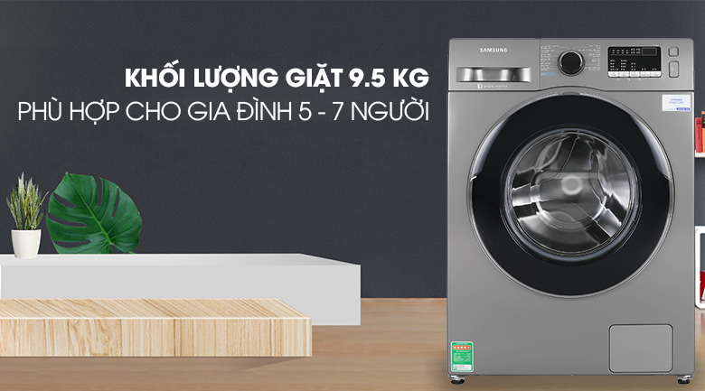 Máy giặt SamSung 9.5kg cửa trước inverter WW95J42G0BX/SV(Giặt hơi nước,Lồng giặt Kim Cương)
