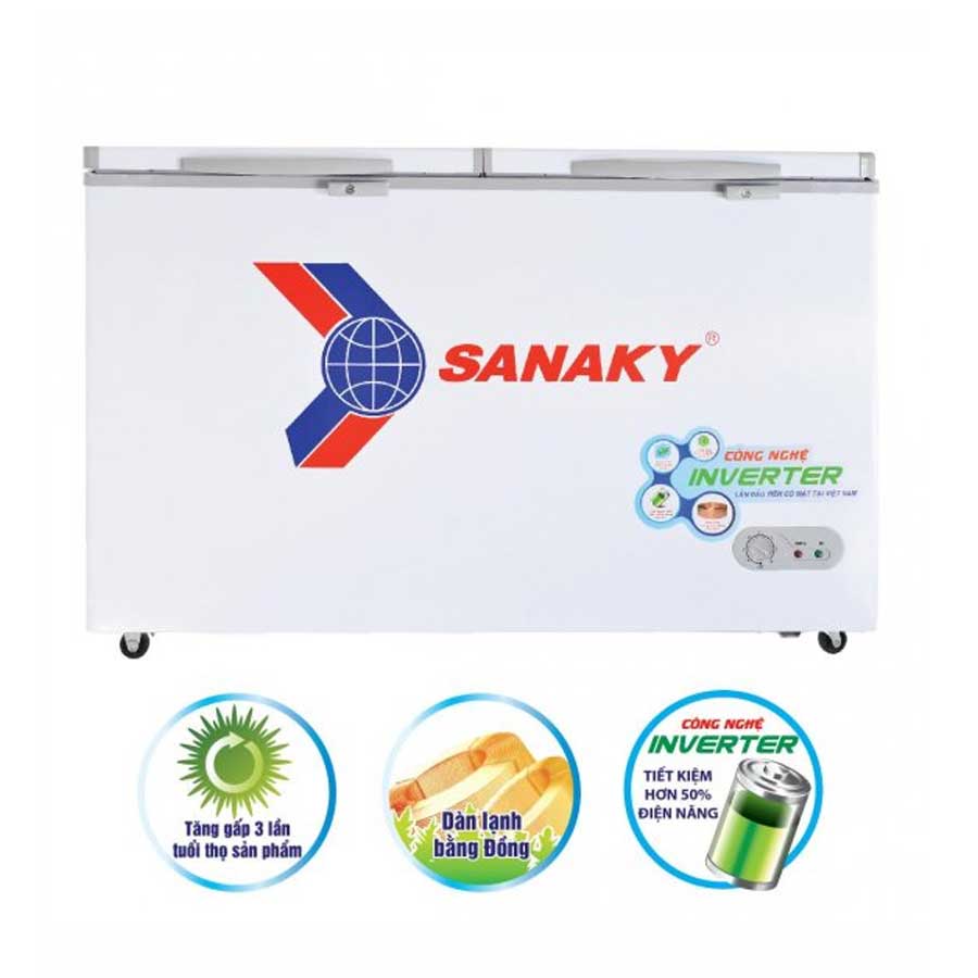 Tủ đông mát Sanaky 365L inverter VH-5699W3 (2 ngăn:1 đông,1 mát, Dàn:Đồng,R600a