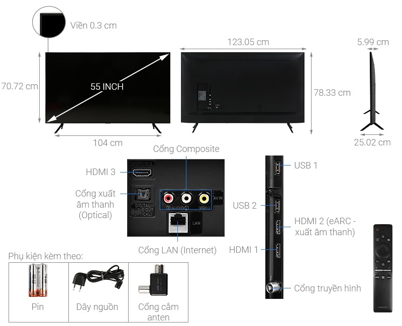 Smart Tivi Samsung 4K 55 inch 55TU8100 Crystal UHD (UA55TU8100KXXV)