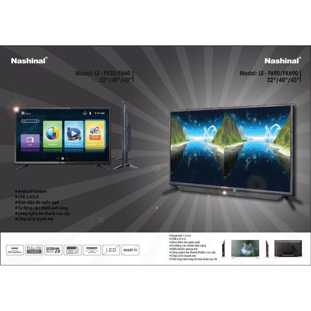 Smart Tivi Nashinal 32 inch HD LE-32F650 (Chính Hãng)